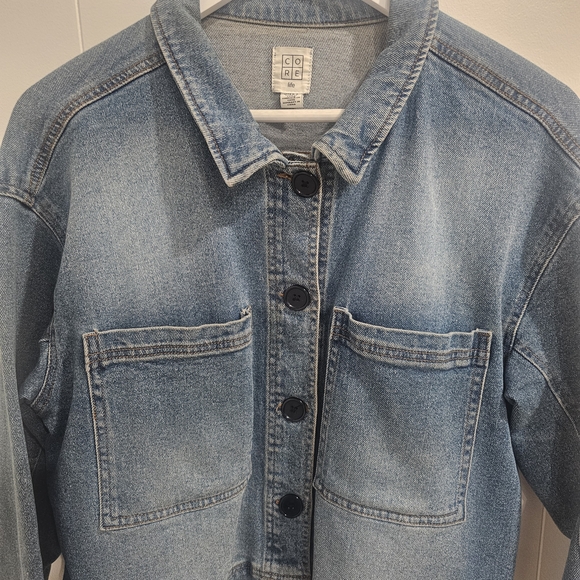 CORE Life Classic Streetwear, Medium Wash Frayed Denim Jean Jacket - S. Large - Picture 3 of 8